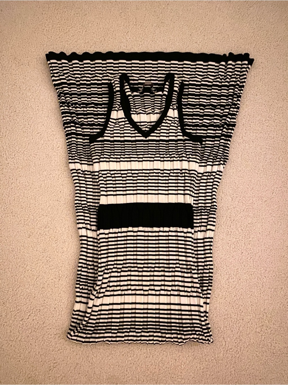 LOFT Black and White Striped Maxi Dress
